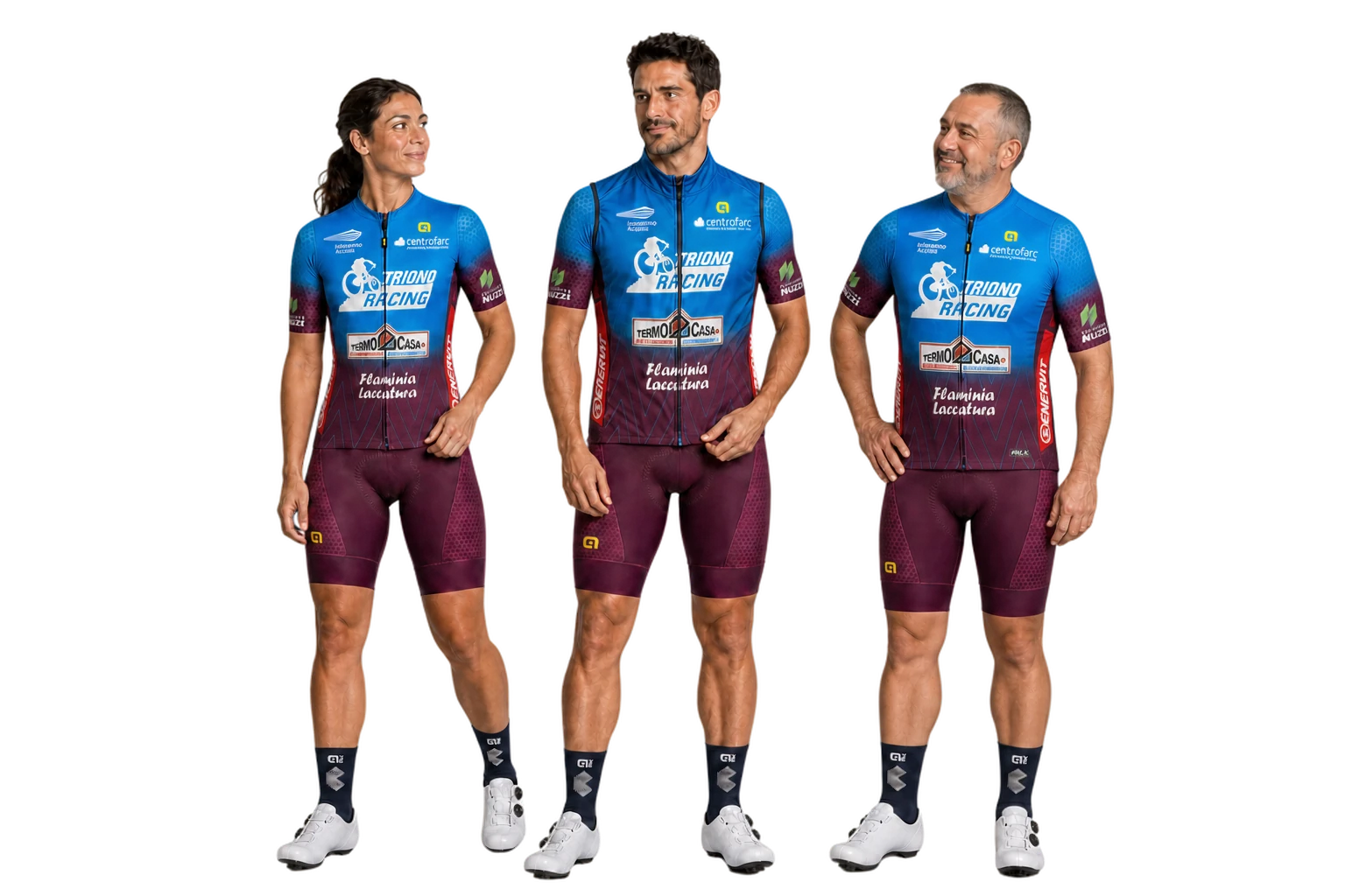 Gli amatori Triono Racing con il gilet Alè della squadra
